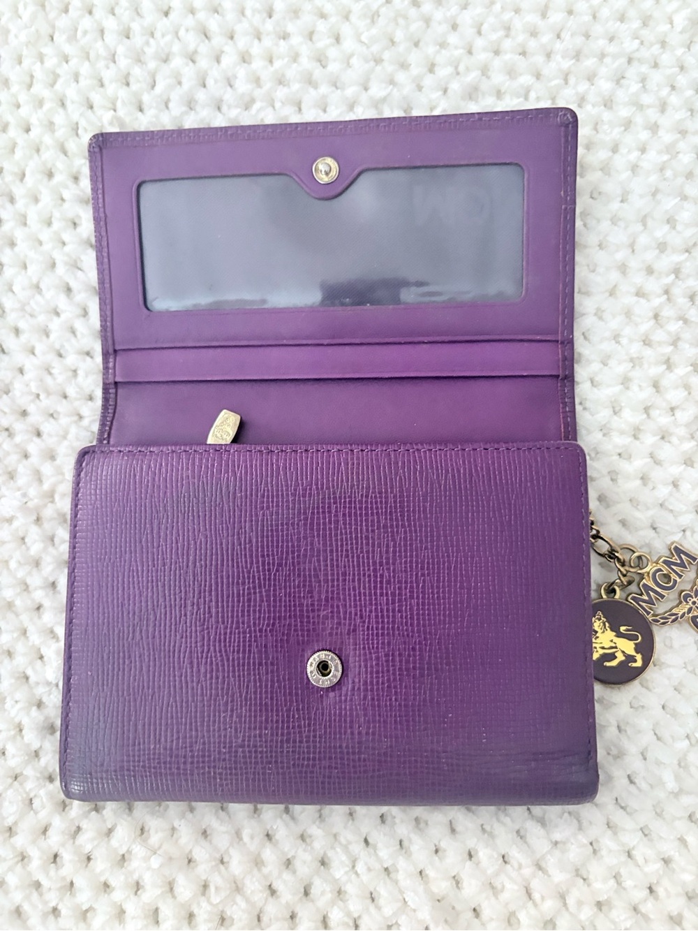 MCM Purple Leather Trifold Wallet- EUC - Picture 6 of 16